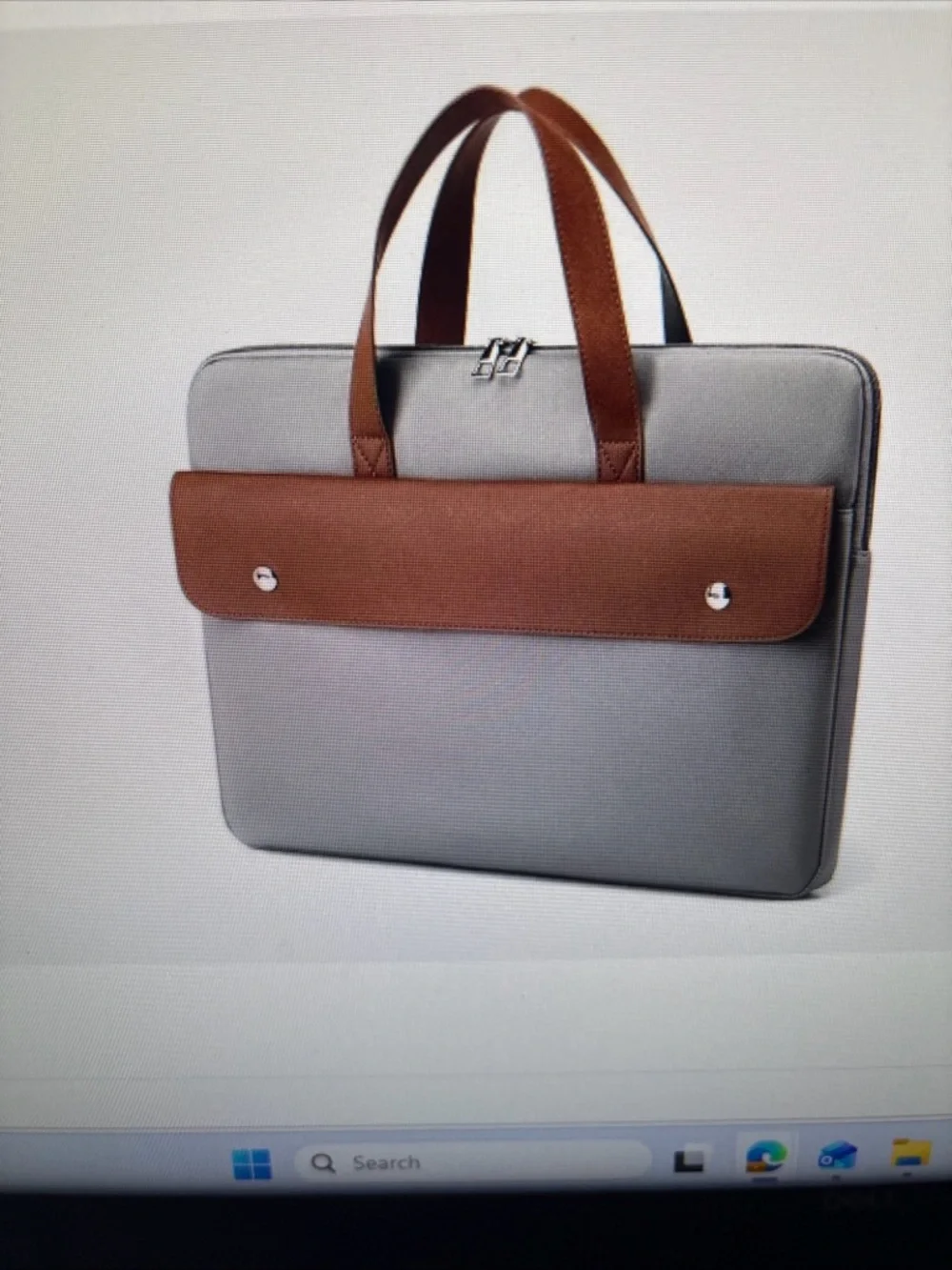 Two-Tone Grey and Brown Briefcase Bag